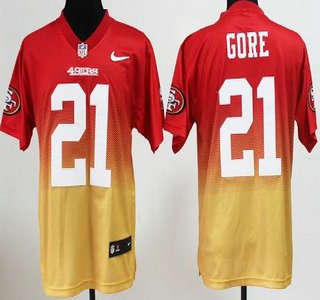 Nike San Francisco 49ers #21 Frank Gore Red With Gold Drift Fashion II Elite Jersey