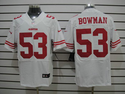 Nike San Francisco 49ers 53 Navorro Bowman White Elite Jerseys
