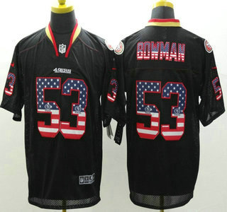 Nike San Francisco 49ers #53 Navorro Bowman 2014 USA Flag Fashion Black Elite Jersey