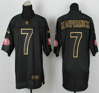 Nike San Francisco 49ers #7 Colin Kaepernick 2014 All Black With Gold Elite Jersey