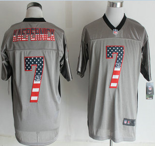 Nike San Francisco 49ers #7 Colin Kaepernick 2014 USA Flag Fashion Grey Shadow Elite Jersey