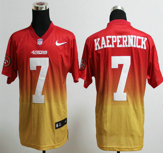 Nike San Francisco 49ers #7 Colin Kaepernick Drift Fashion II Red With Yellow 2013 Elite Jersey