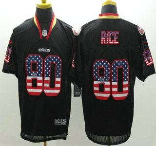 Nike San Francisco 49ers #80 Jerry Rice 2014 USA Flag Fashion Black Elite Jersey