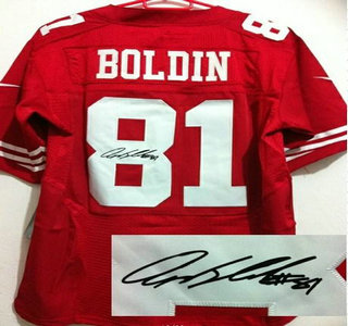 Nike San Francisco 49ers #81 Anquan Boldin Red Signed Elite Jersey