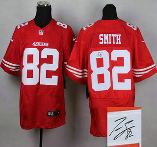 Nike San Francisco 49ers #82 Torrey Smith Red Elite Signed Jersey