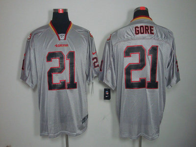 Nike San Francisco 49ers 21 Frank Gore Lights Out Black Name Grey Elite Jerseys