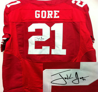 Nike San Francisco 49ers 21 Frank Gore Red Signed Elite Jerseys