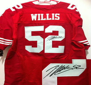 Nike San Francisco 49ers 52 Patrick Willis Red Signed Elite Jerseys