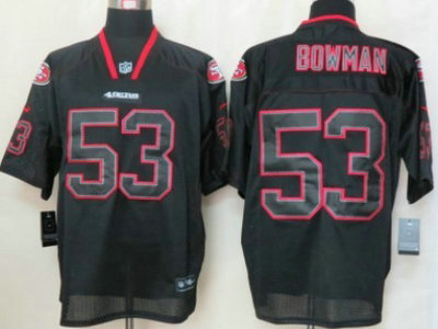 Nike San Francisco 49ers 53 Navorro Bowman Lights Out Black Elite Jersey