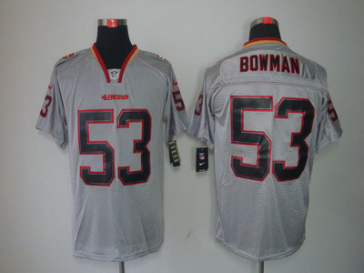 Nike San Francisco 49ers 53 Navorro Bowman Lights Out Black Name Grey Elite Jerseys