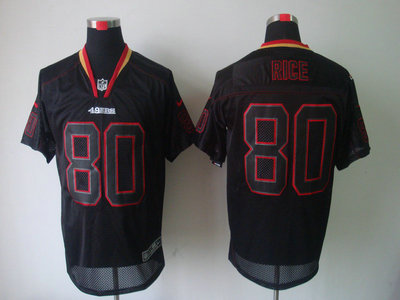 Nike San Francisco 49ers 80 Jerry Rice Lights Out Black 2012 Nike NFL Elite Jersey