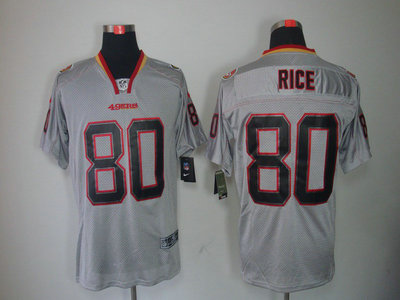 Nike San Francisco 49ers 80 Jerry Rice Lights Out Black Name Grey Elite Jerseys