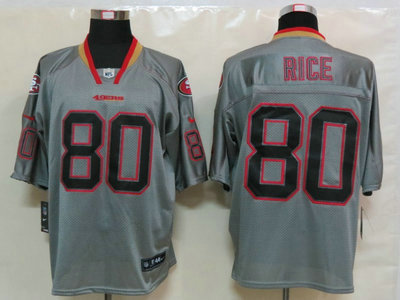 Nike San Francisco 49ers 80 Jerry Rice Lights Out Grey Elite Jerseys