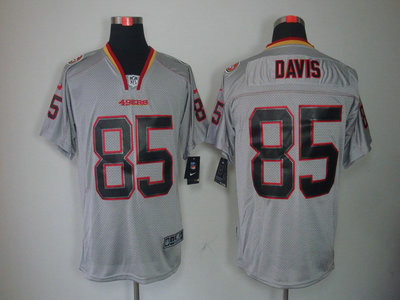 Nike San Francisco 49ers 85 Vernon Davis Lights Out Black Name Grey Elite Jerseys