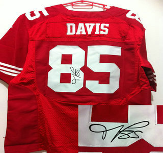 Nike San Francisco 49ers 85 Vernon Davis Red Signed Elite Jerseys