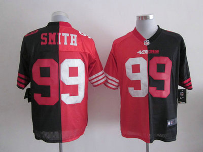 Nike San Francisco 49ers 99 Aldon Smith Red and Black Split Elite Jerseys