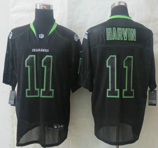 Nike Seattle Seahawks #11 Percy Harvin Lights Out Black Elite Jersey