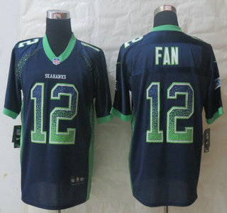 Nike Seattle Seahawks #12 Fan 2013 Drift Fashion Blue Elite Jersey