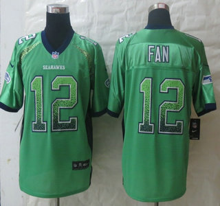 Nike Seattle Seahawks #12 Fan 2013 Drift Fashion Green Elite Jersey