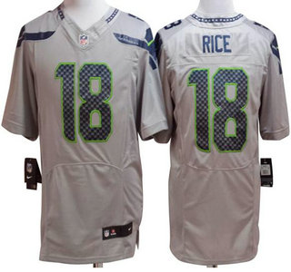 Nike Seattle Seahawks #18 Sidney Rice Grey Elite  Jersey