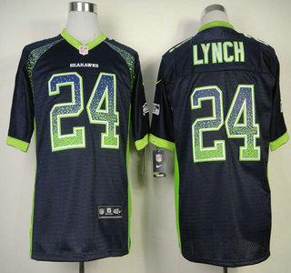 Nike Seattle Seahawks #24 Marshawn Lynch 2013 Drift Fashion Blue Elite Jersey