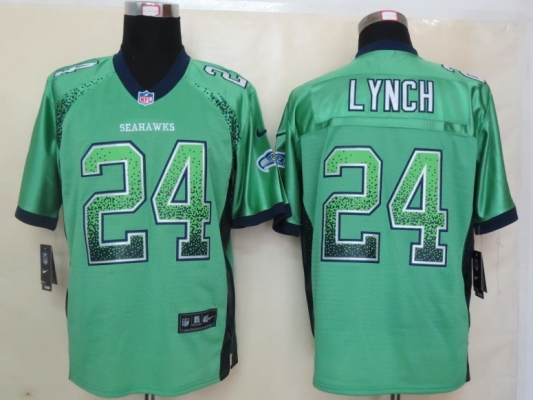 Nike Seattle Seahawks #24 Marshawn Lynch Drift Fashion Green Elite Jersey