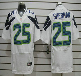 Nike Seattle Seahawks #25 Richard Sherman 2013 White Elite Jersey