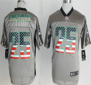 Nike Seattle Seahawks #25 Richard Sherman 2014 USA Flag Fashion Grey Shadow Elite Jersey