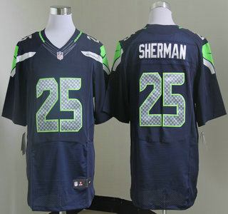 Nike Seattle Seahawks #25 Richard Sherman Blue Elite Jersey