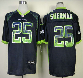 Nike Seattle Seahawks #25 Richard Sherman 2013 Drift Fashion Blue Elite Jersey