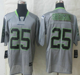 Nike Seattle Seahawks #25 Richard Sherman Lights Out Grey Elite Jersey