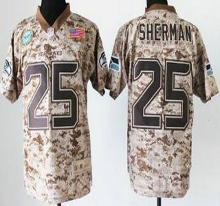 Nike Seattle Seahawks #25 Richard Sherman Salute to Service Digital Camo Elite Jersey
