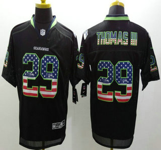 Nike Seattle Seahawks #29 Earl Thomas III 2014 USA Flag Fashion Black Elite Jersey