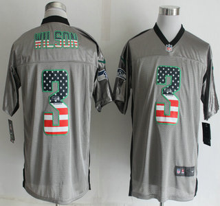 Nike Seattle Seahawks #3 Russell Wilson 2014 USA Flag Fashion Grey Shadow Elite Jersey