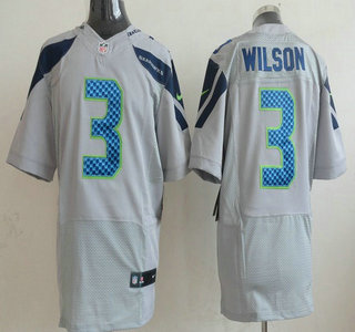 Nike Seattle Seahawks #3 Russell Wilson Gray 2013 Nike NFL Elite Jerseys