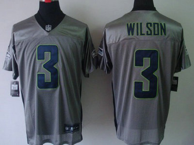 Nike Seattle Seahawks 3 Russell Wilson Gray Elite Jersey