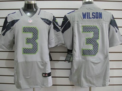 Nike Seattle Seahawks 3 Russell Wilson Gray 2012 Nike NFL Elite Jerseys