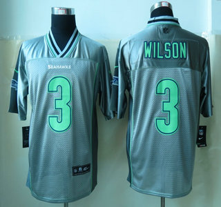 Nike Seattle Seahawks #3 Russell Wilson Grey Vapor Elite Jersey