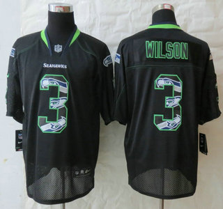 Nike Seattle Seahawks #3 Russell Wilson Lights Out Black Elite Jersey