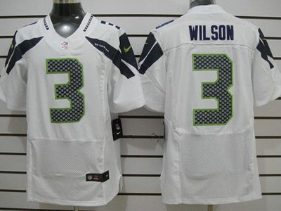 Nike Seattle Seahawks #3 Russell Wilson White Elite Jersey