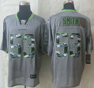 Nike Seattle Seahawks #53 Malcolm Smith Lights Out Grey Ornamented Elite Jersey