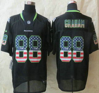 Nike Seattle Seahawks #88 Jimmy Graham 2014 USA Flag Fashion Black Elite Jersey