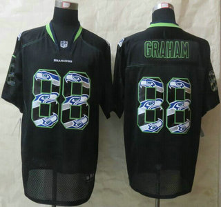Nike Seattle Seahawks #88 Jimmy Graham Lights Out Black Ornamented Elite Jersey