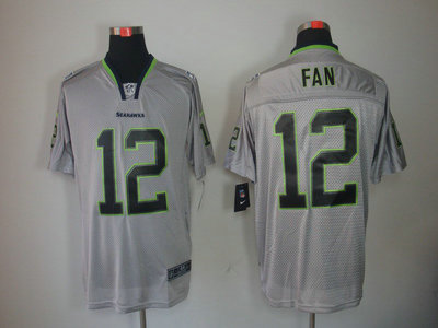 Nike Seattle Seahawks 12 Fan Lights Out Black Name Grey Elite Jerseys