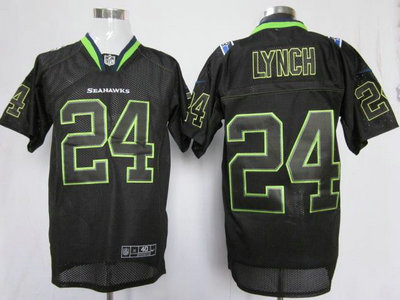 Nike Seattle Seahawks 24 Marshawn Lynch Lights Out Black Elite NFL Jerseys