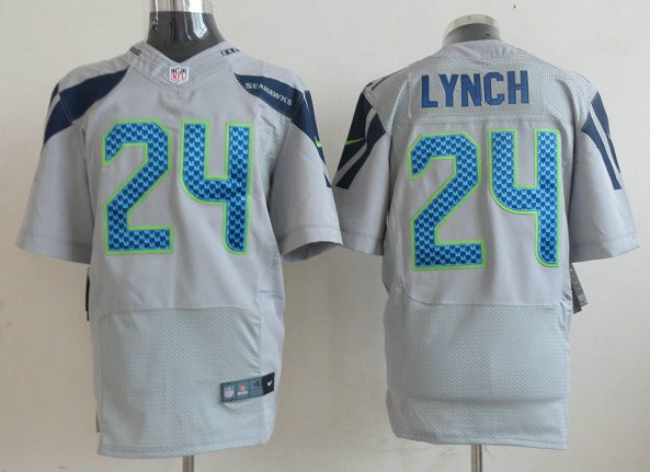 Nike Seattle Seahawks #24 Marshawn Lynch Grey 2013 Elite Jersey