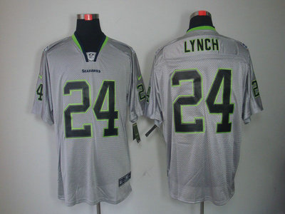 Nike Seattle Seahawks 24 Marshawn Lynch Lights Out Black Name Grey Elite Jerseys