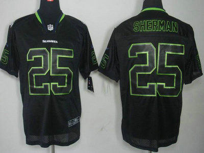 Nike Seattle Seahawks 25 Richard Sherman Lights Out Black NFL Jerseys