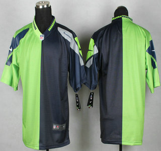 Nike Seattle Seahawks Blank Green With Navy Blue Two Tone Elite Jersey