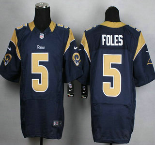 Nike St. Louis Rams #5 Nick Foles Navy Blue Elite Jersey